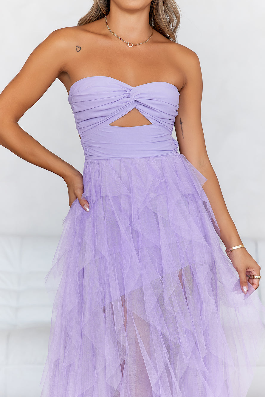 In Her Fairytale Tulle Strapless Maxi Dress Purple