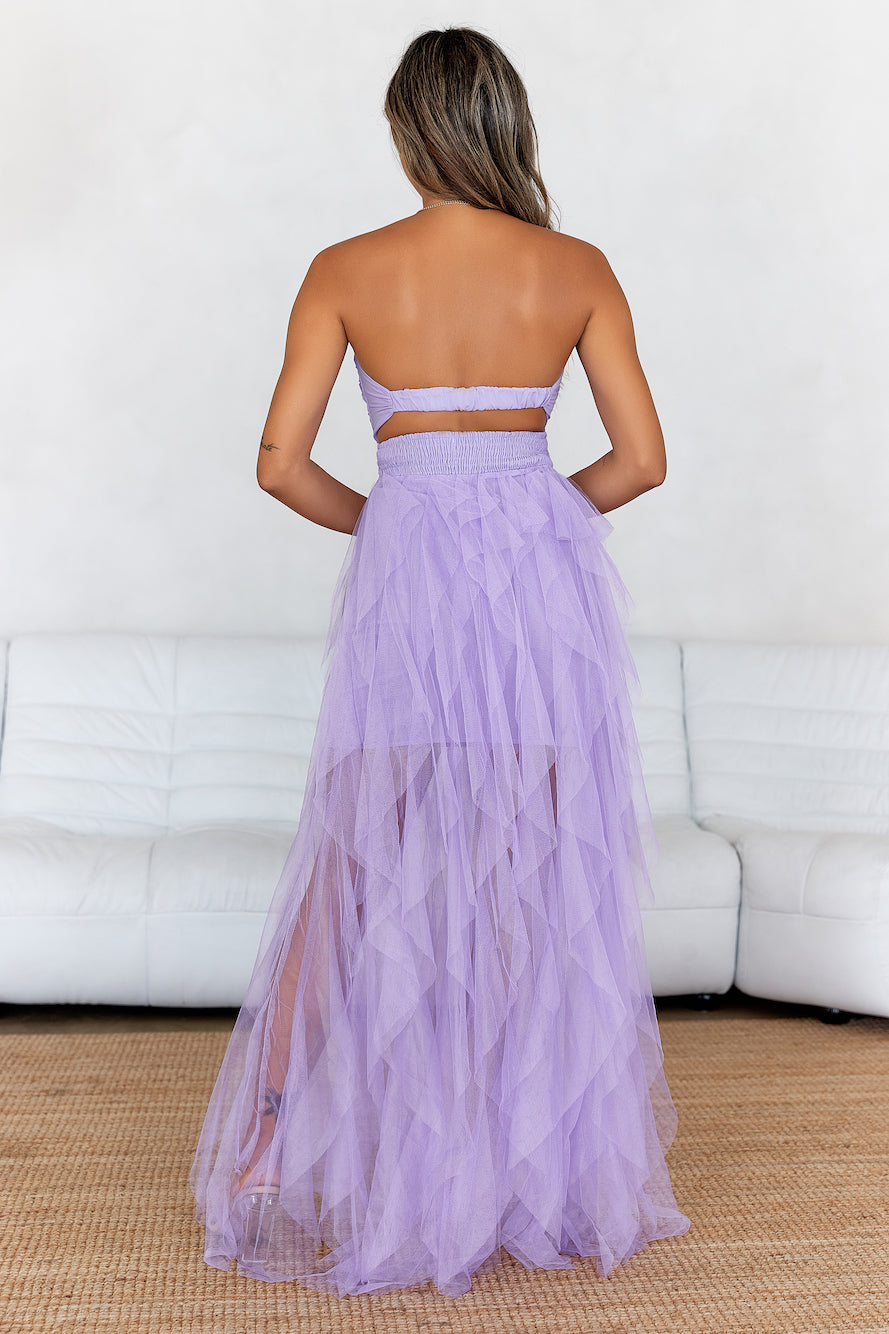 In Her Fairytale Tulle Strapless Maxi Dress Purple