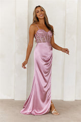 Diamond Desire Satin Maxi Dress Mauve