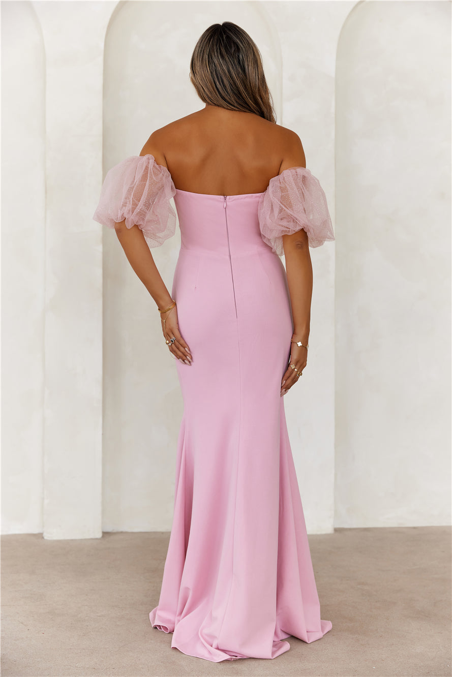 Champagne Soir¨¦e Off Shoulder Maxi Dress Pink