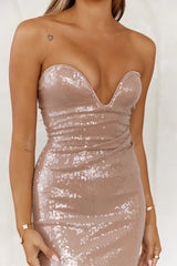 Experience The Sparkle Strapless Sequin Mini Dress Nude