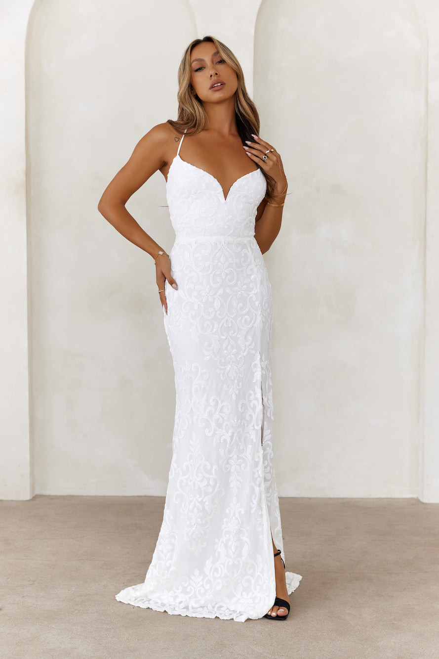 Admiration Sequin Maxi Dress White