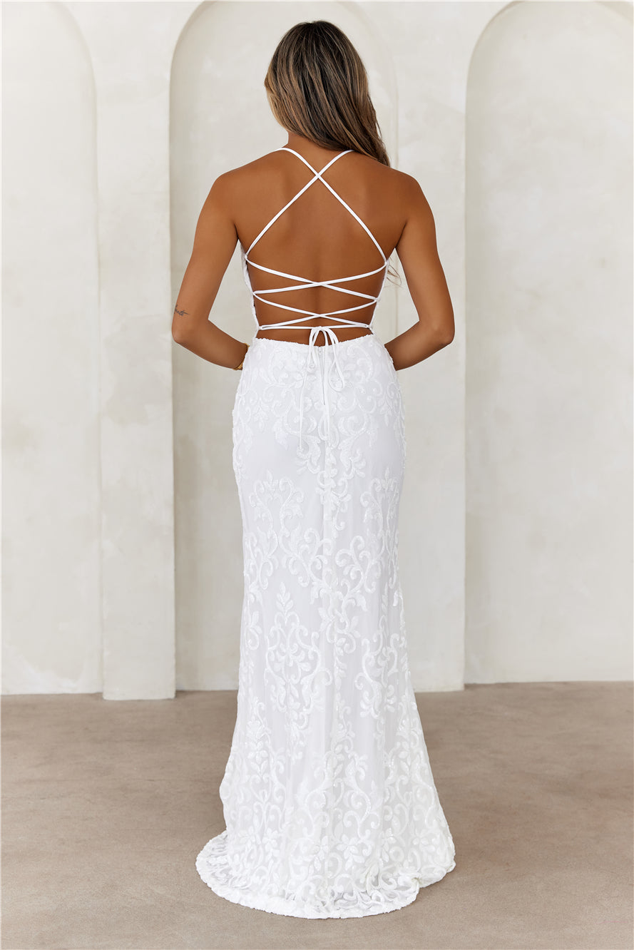 Admiration Sequin Maxi Dress White