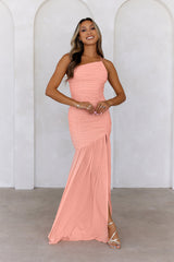 Events Diary One Shoulder Maxi Dress Peach