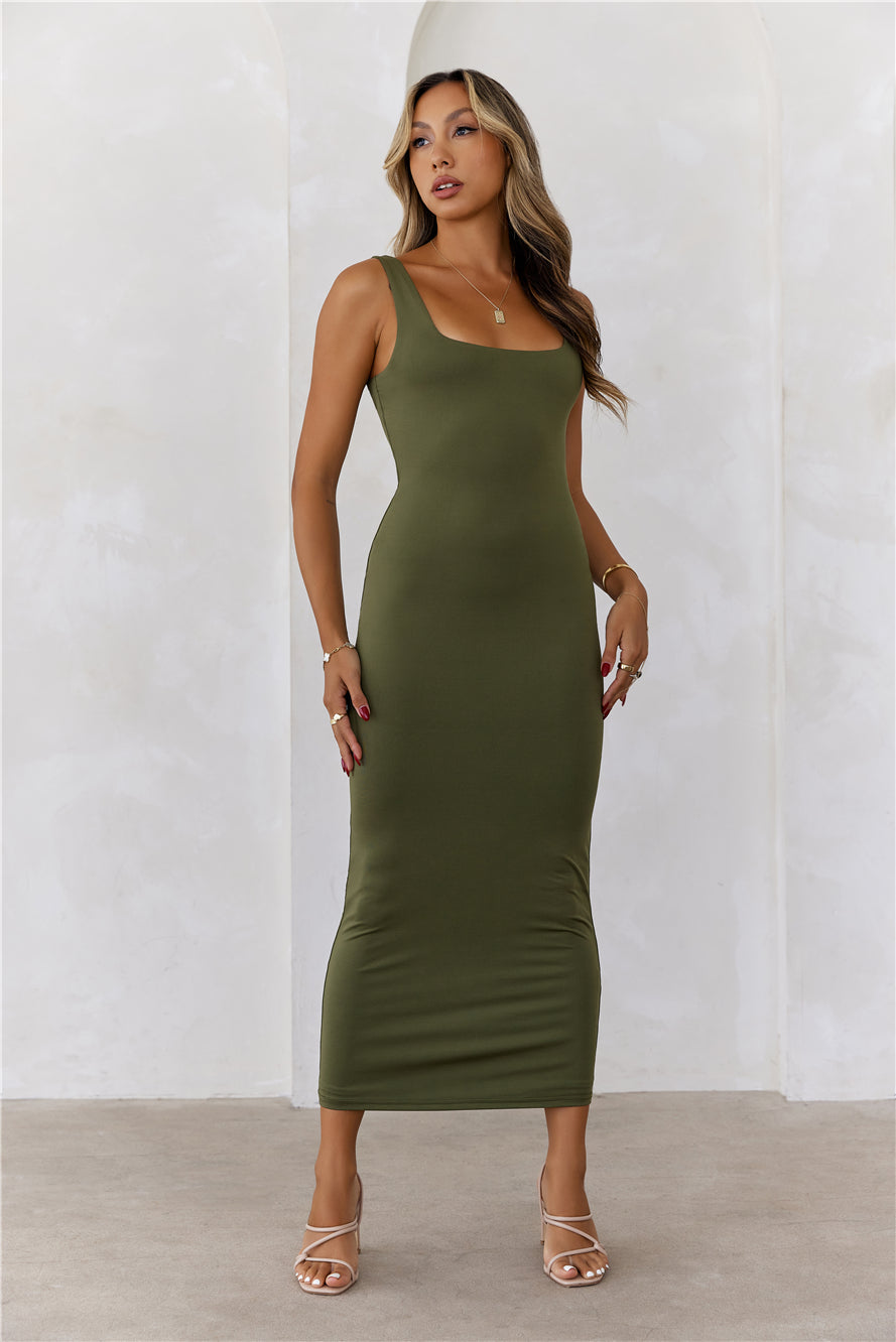 BASE Premium Bodycon Maxi Dress Army