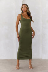 BASE Premium Bodycon Maxi Dress Army