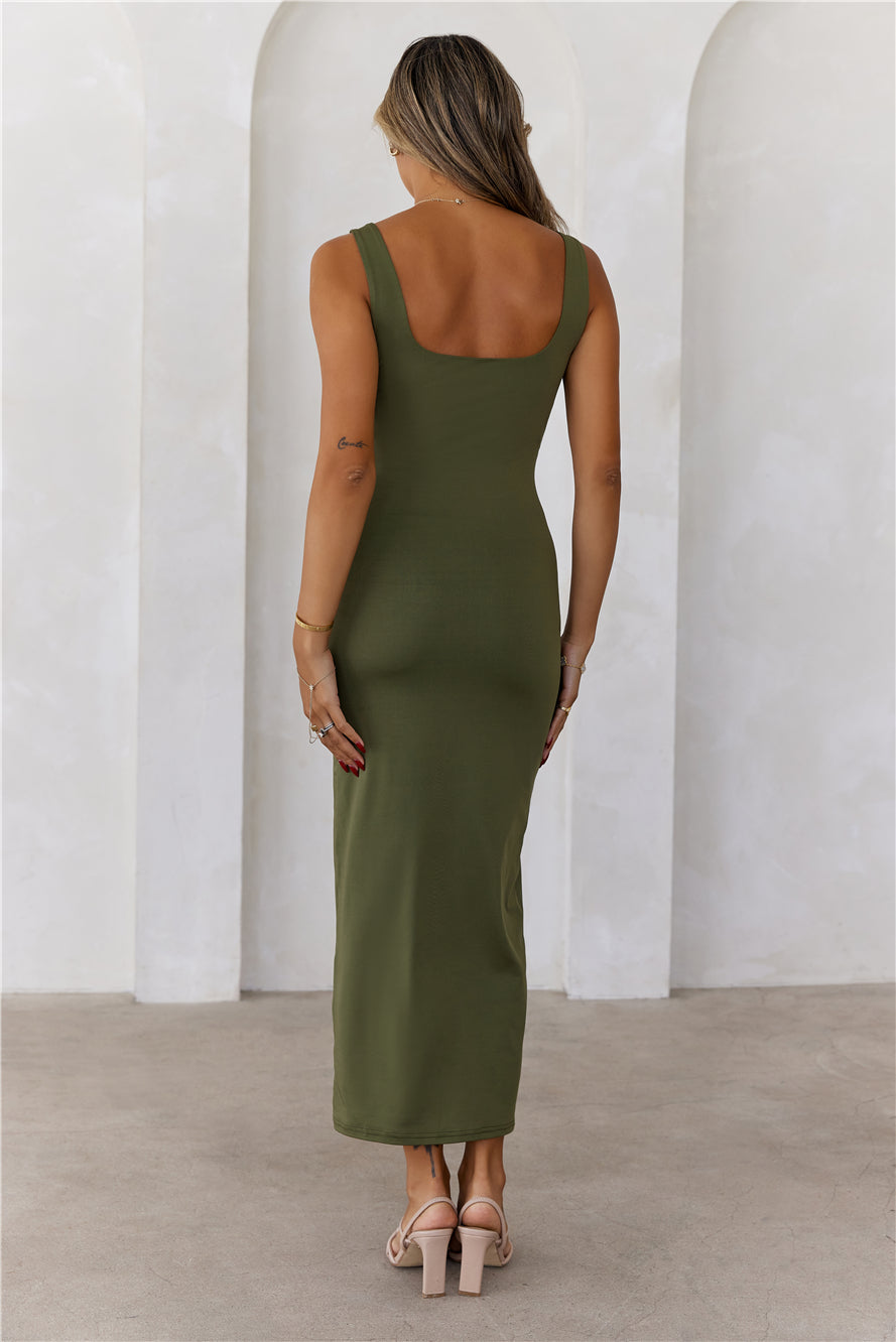 BASE Premium Bodycon Maxi Dress Army