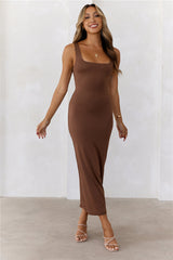 BASE Premium Bodycon Maxi Dress Chocolate