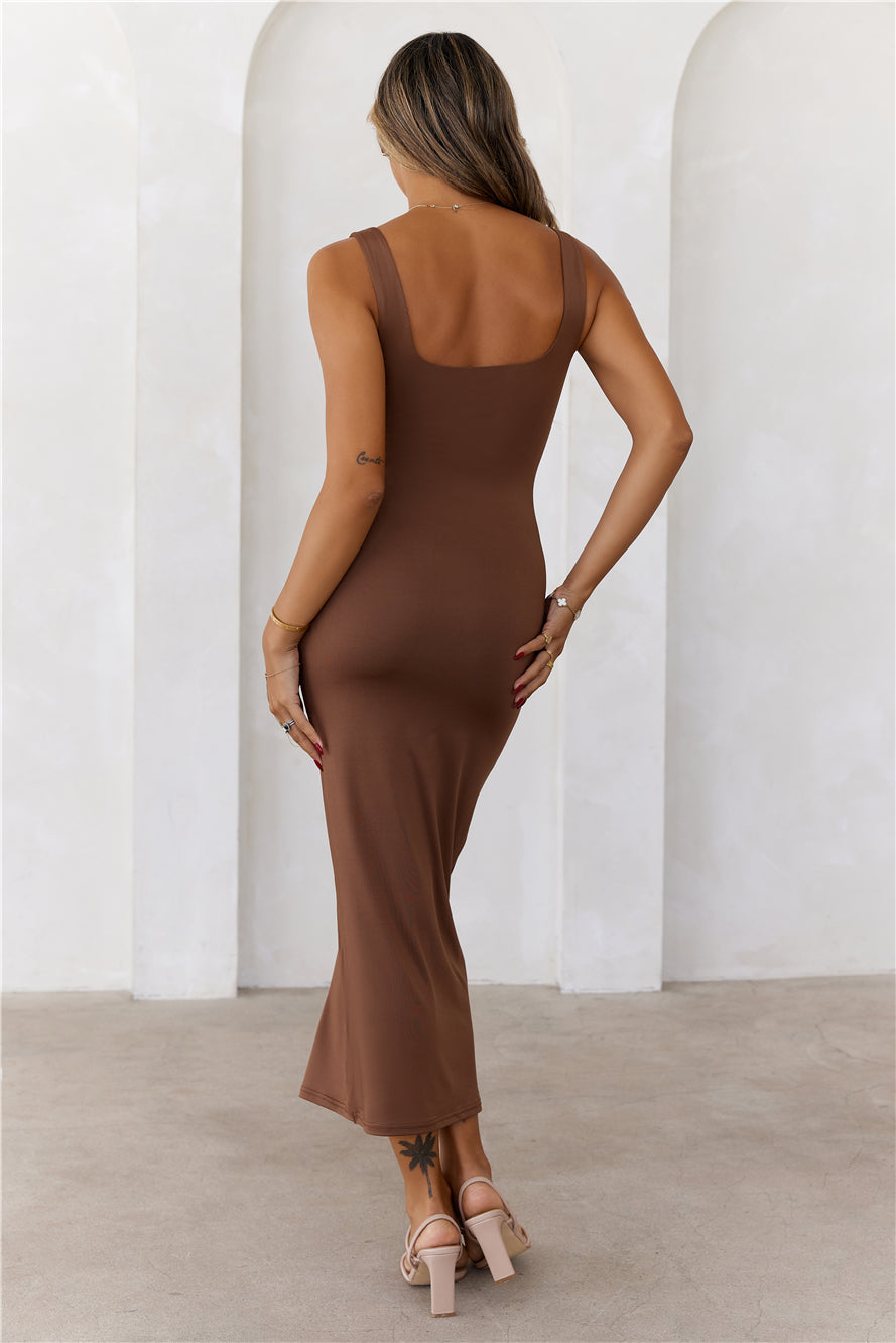 BASE Premium Bodycon Maxi Dress Chocolate