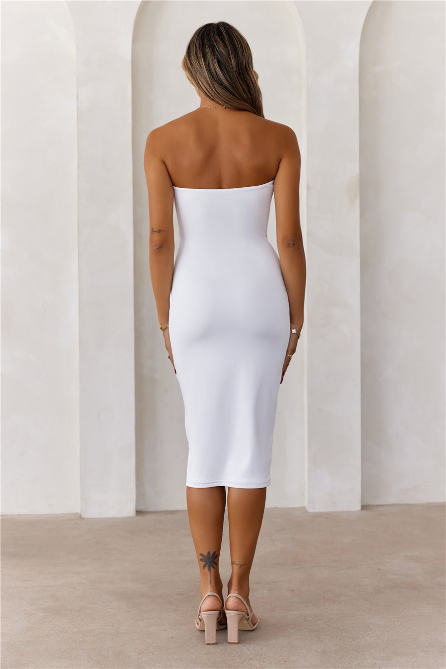 BASE Ultimate Strapless Bodycon Midi Dress White