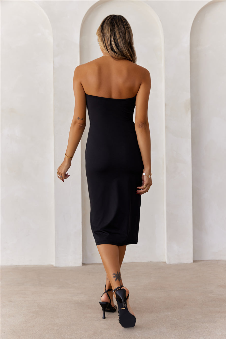 BASE Ultimate Strapless Bodycon Midi Dress Black