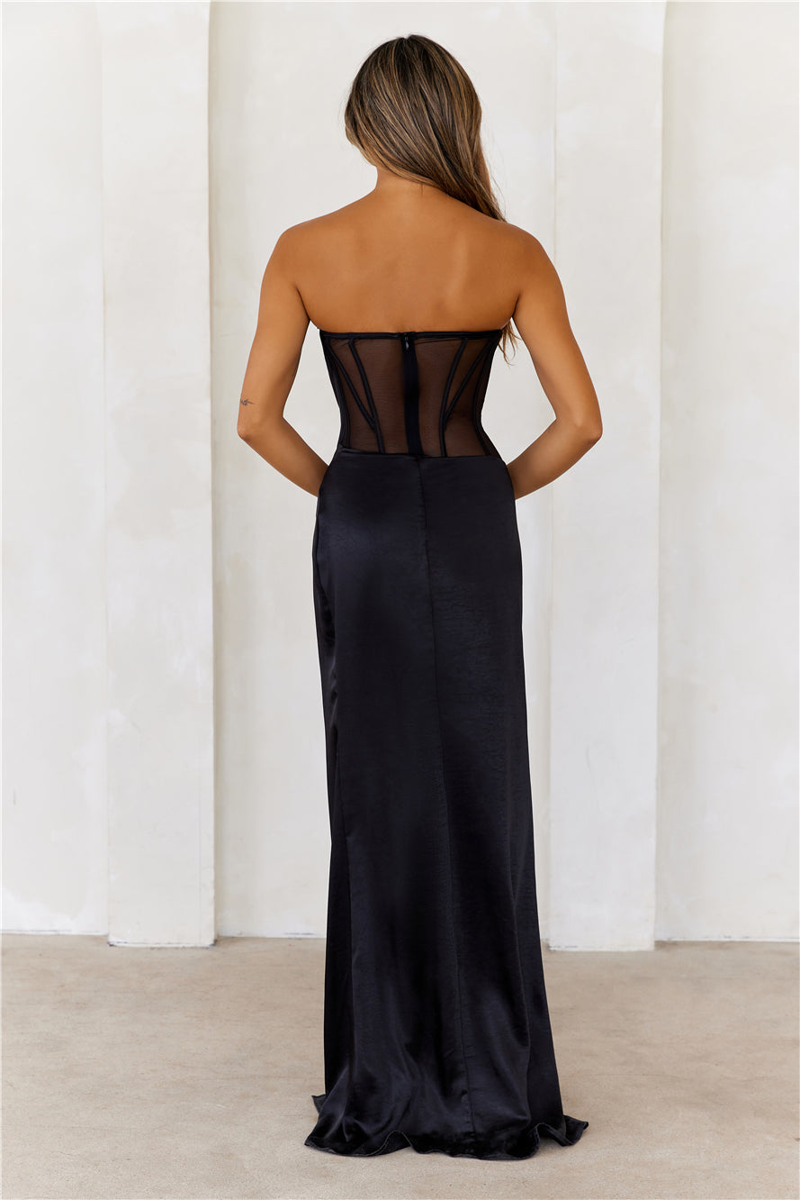 DEAR EMILIA Opulent Obsession Strapless Maxi Dress Black