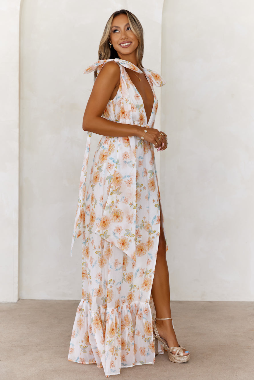 Beauty Of Springtime Maxi Dress White