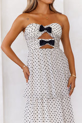 Featured In Magazines Strapless Mesh Maxi Dress Cream