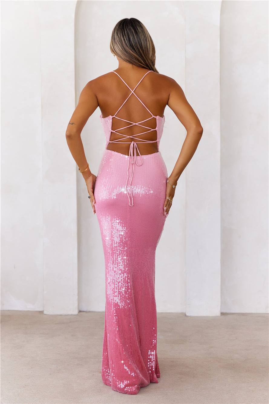 Glitter Is Gold Sequin Maxi Dress Pink