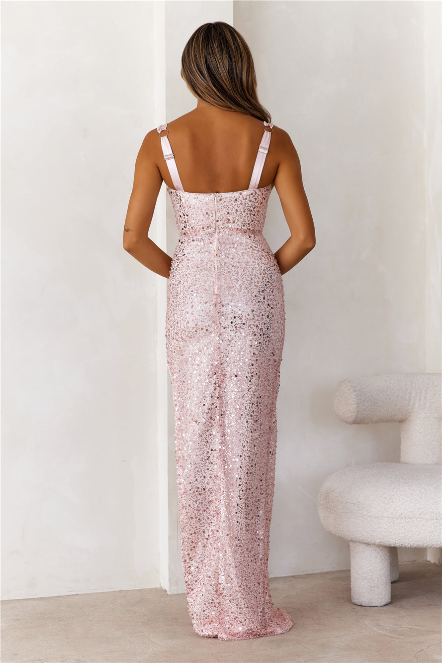 DEAR EMILIA Love Me For Me Sequin Maxi Dress Pink