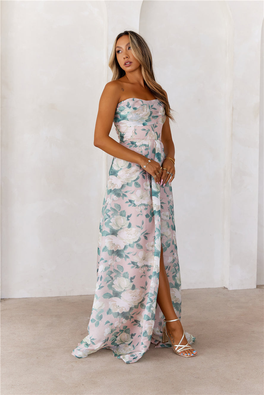 Elegant Essence Strapless Maxi Dress Multi