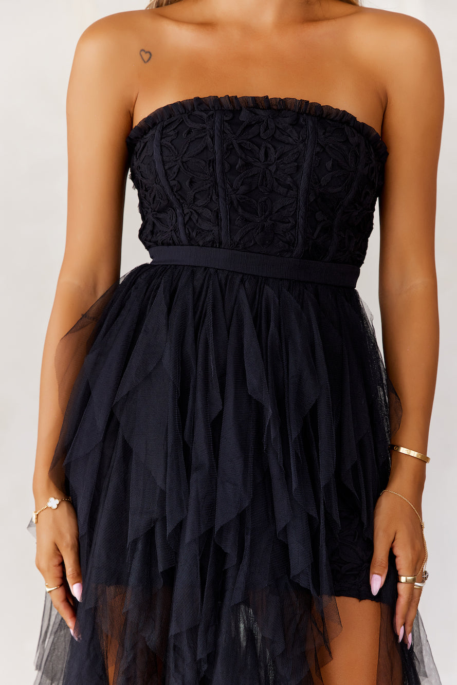 All The Attention Tulle Maxi Dress Black