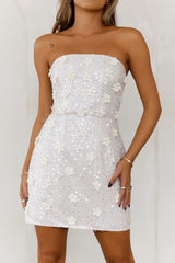 Daisy Gardens Strapless Mini Dress White