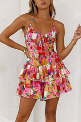 Blossom Ballroom Halter Mini Dress Fuchsia