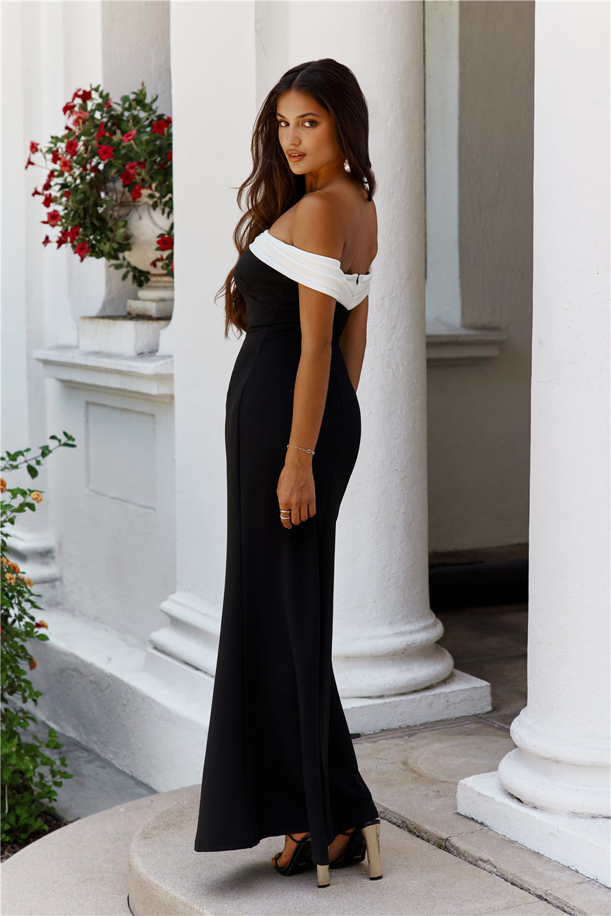 Atmospheres Off Shoulder Maxi Dress Black