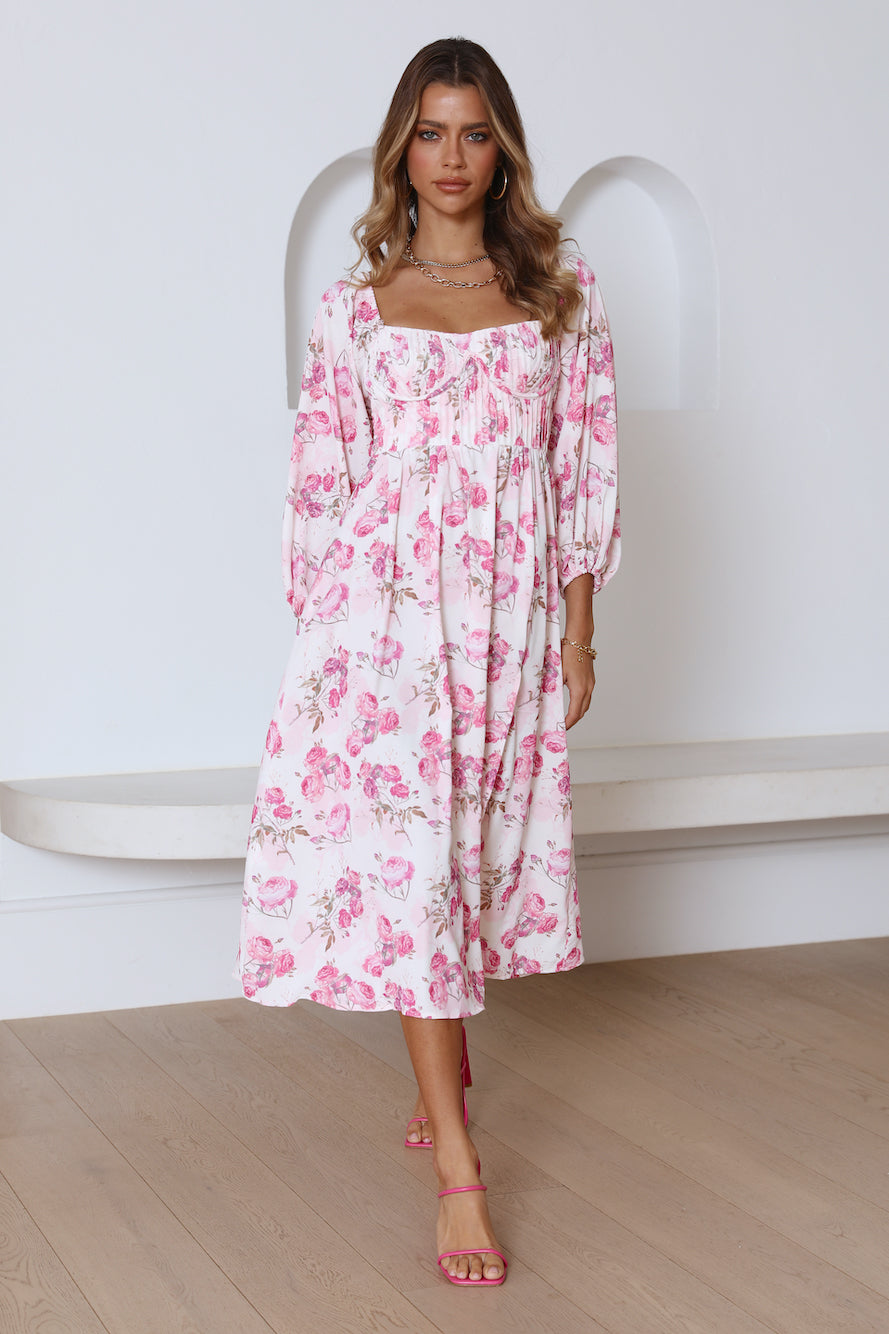 Gal Having Fun Midi Dress Pink