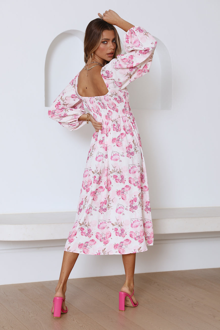 Gal Having Fun Midi Dress Pink