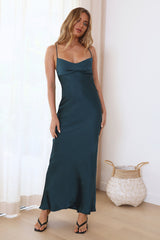 It's Giving Style Satin Maxi Dress Green