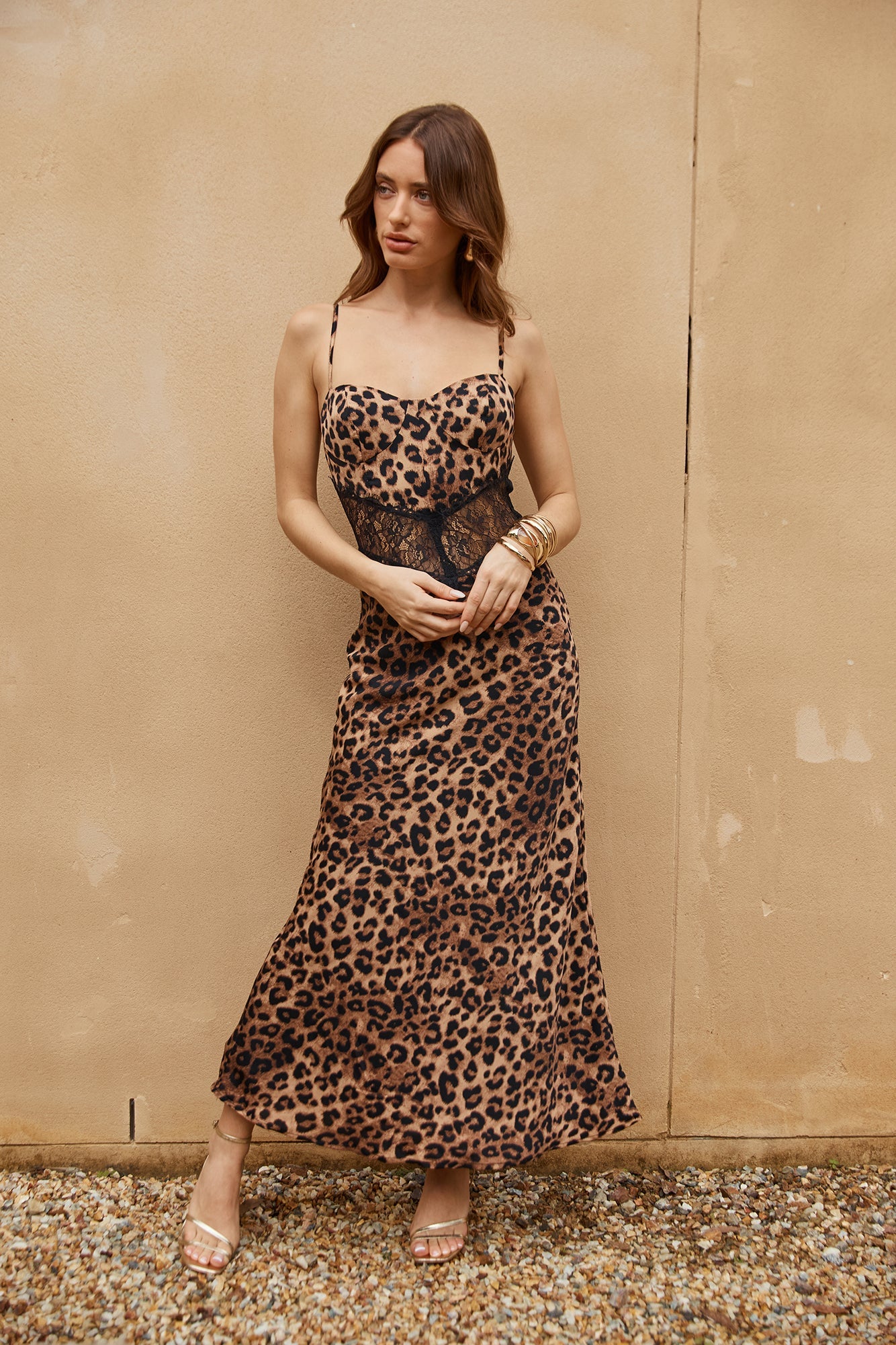 Fierce And Fabulous Satin Midi Dress Leopard