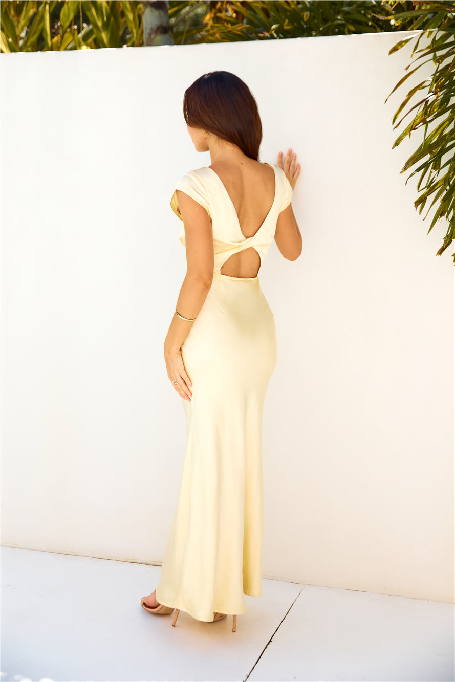 Because You're Special Satin Maxi Dress Yellow