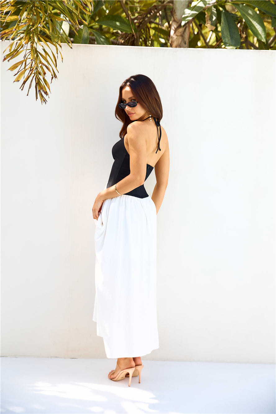 Lake Days Halter Maxi Dress White