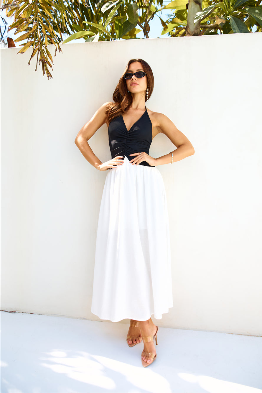 Lake Days Halter Maxi Dress White