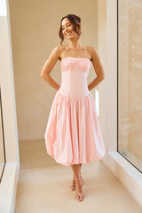 Adelaide Strapless Bubble Midi Dress Pink