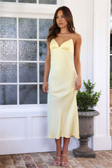 Always Love Yourself Satin Midi Dress Yellow