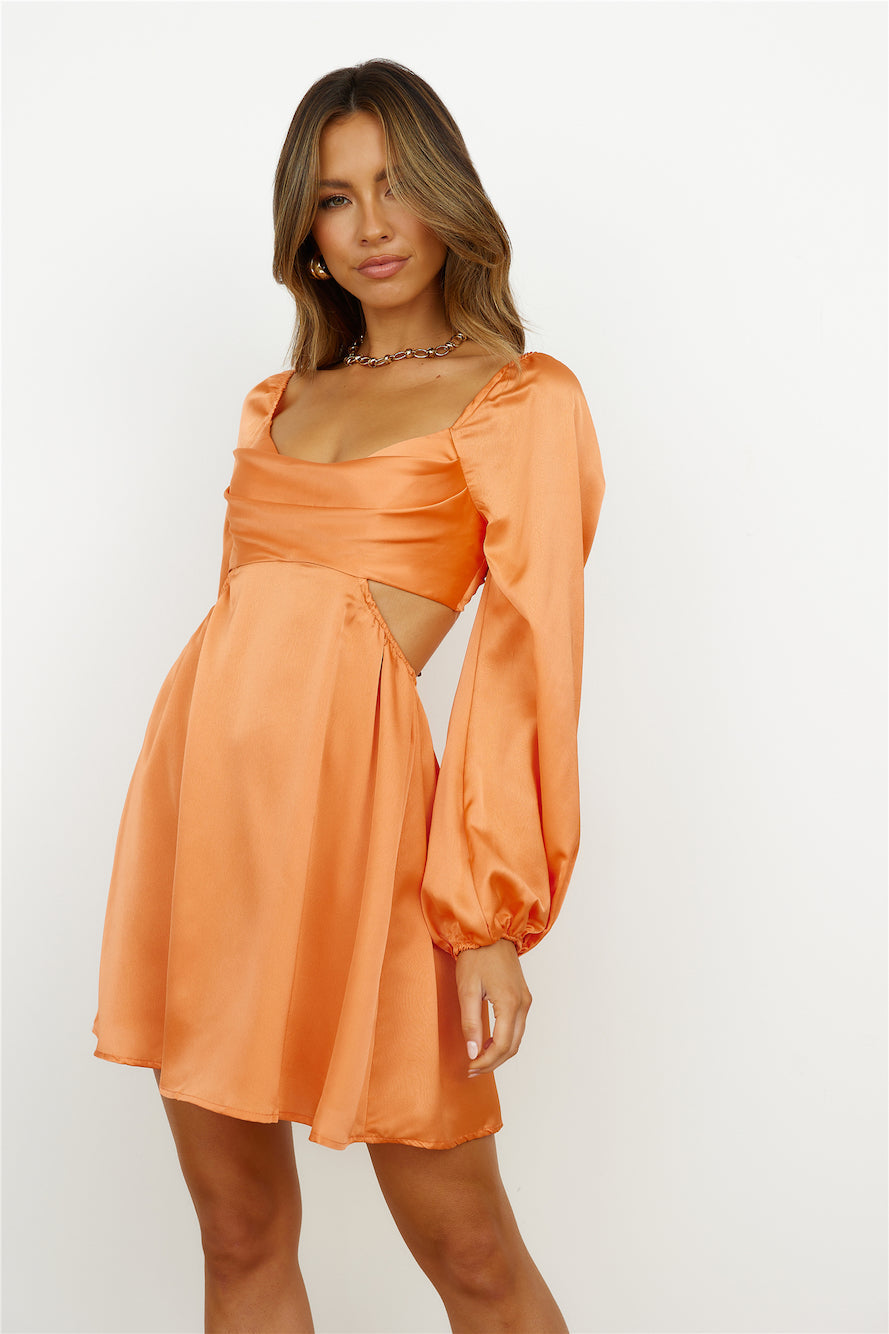 Done With You Satin Dress Orange