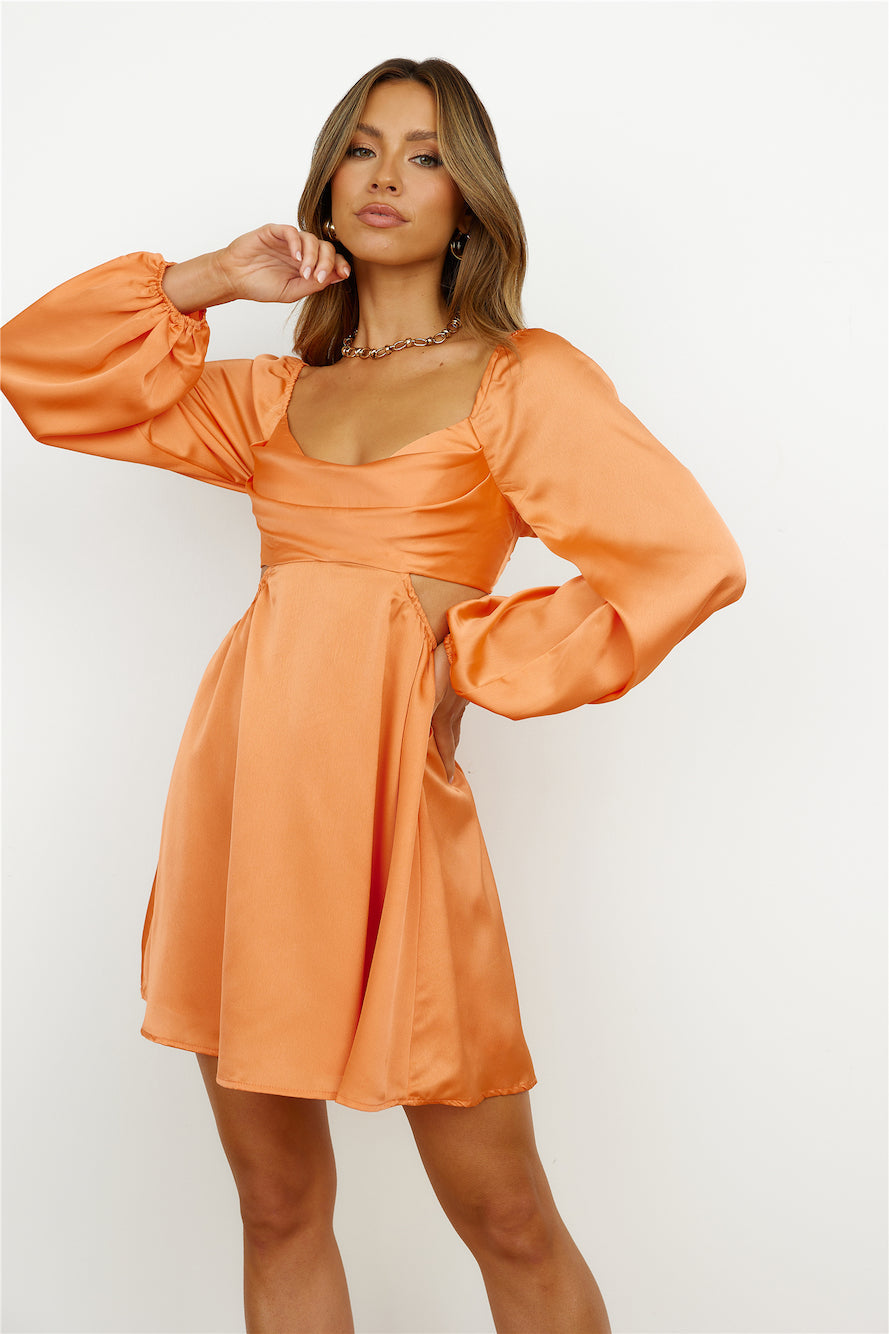 Done With You Satin Dress Orange