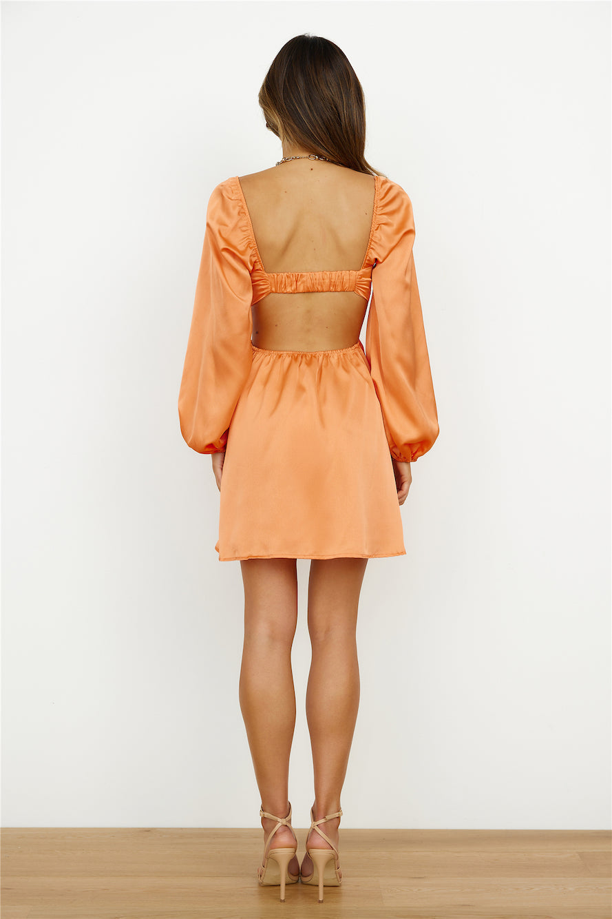 Done With You Satin Dress Orange