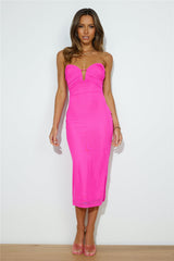 Dancing Out Midi Dress Hot Pink