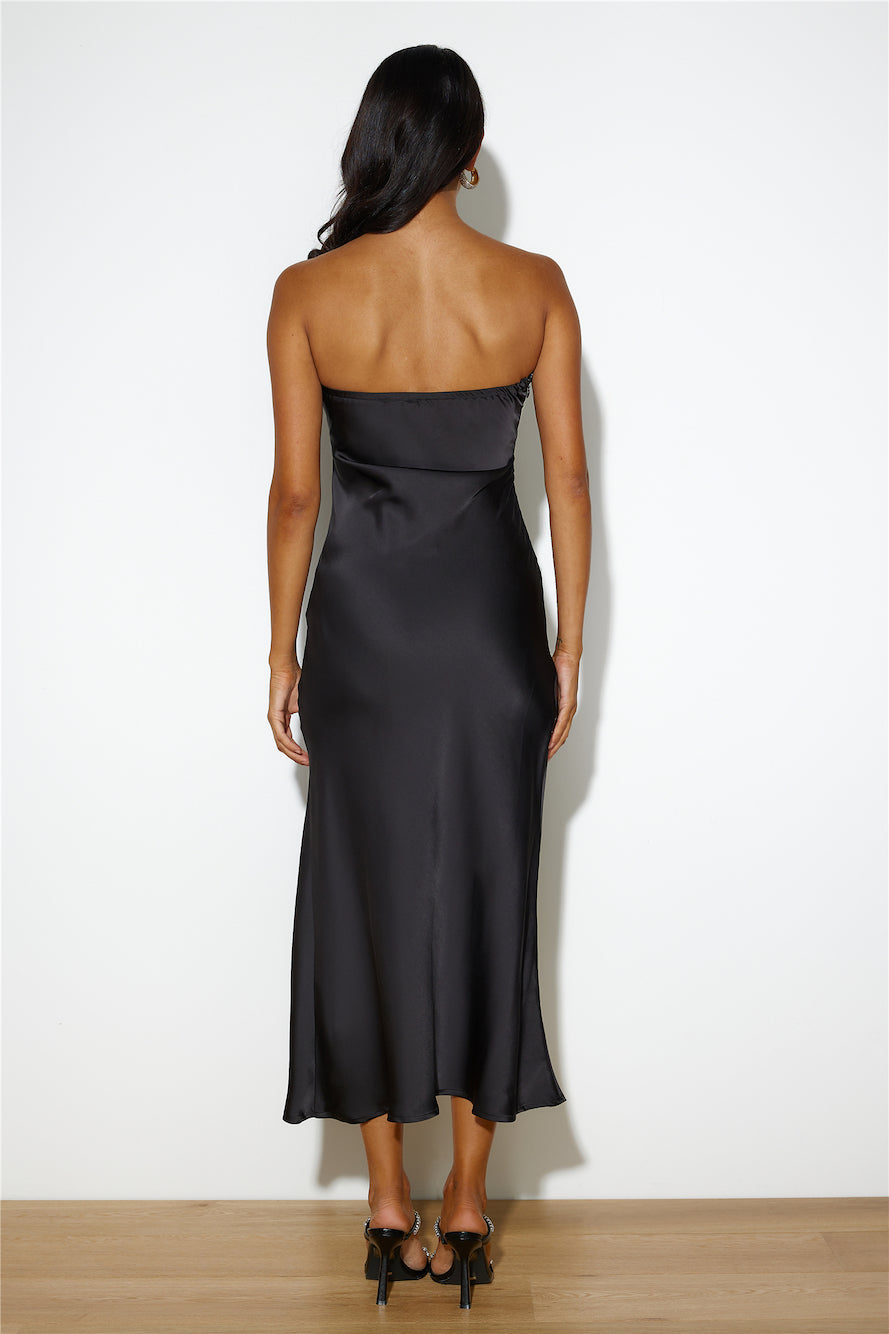 Lover Of Style Satin Maxi Dress Black