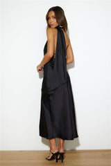 Athenian Satin Maxi Dress Black