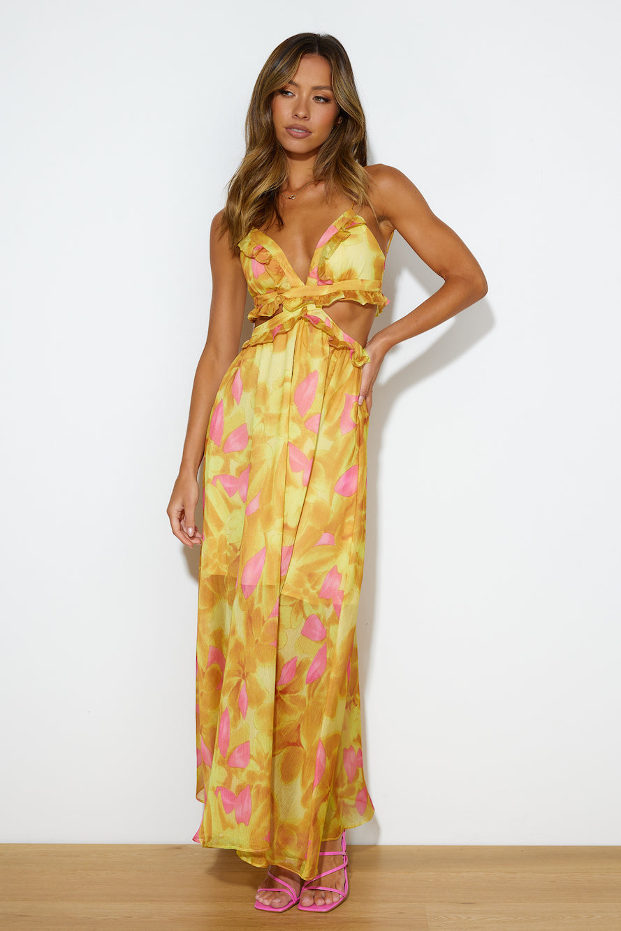 Luxe Resort Style Maxi Dress Yellow