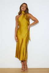 Athenian Satin Maxi Dress Mustard