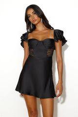 Dance With You Satin Mini Dress Black