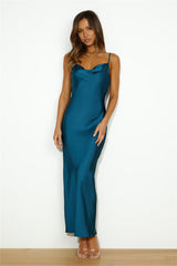 Divine Nights Satin Maxi Dress Blue