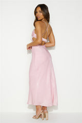 Magic In Her Vibe Satin Maxi Dress Pink