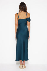 Gracious Opportunities Satin Maxi Dress Emerald