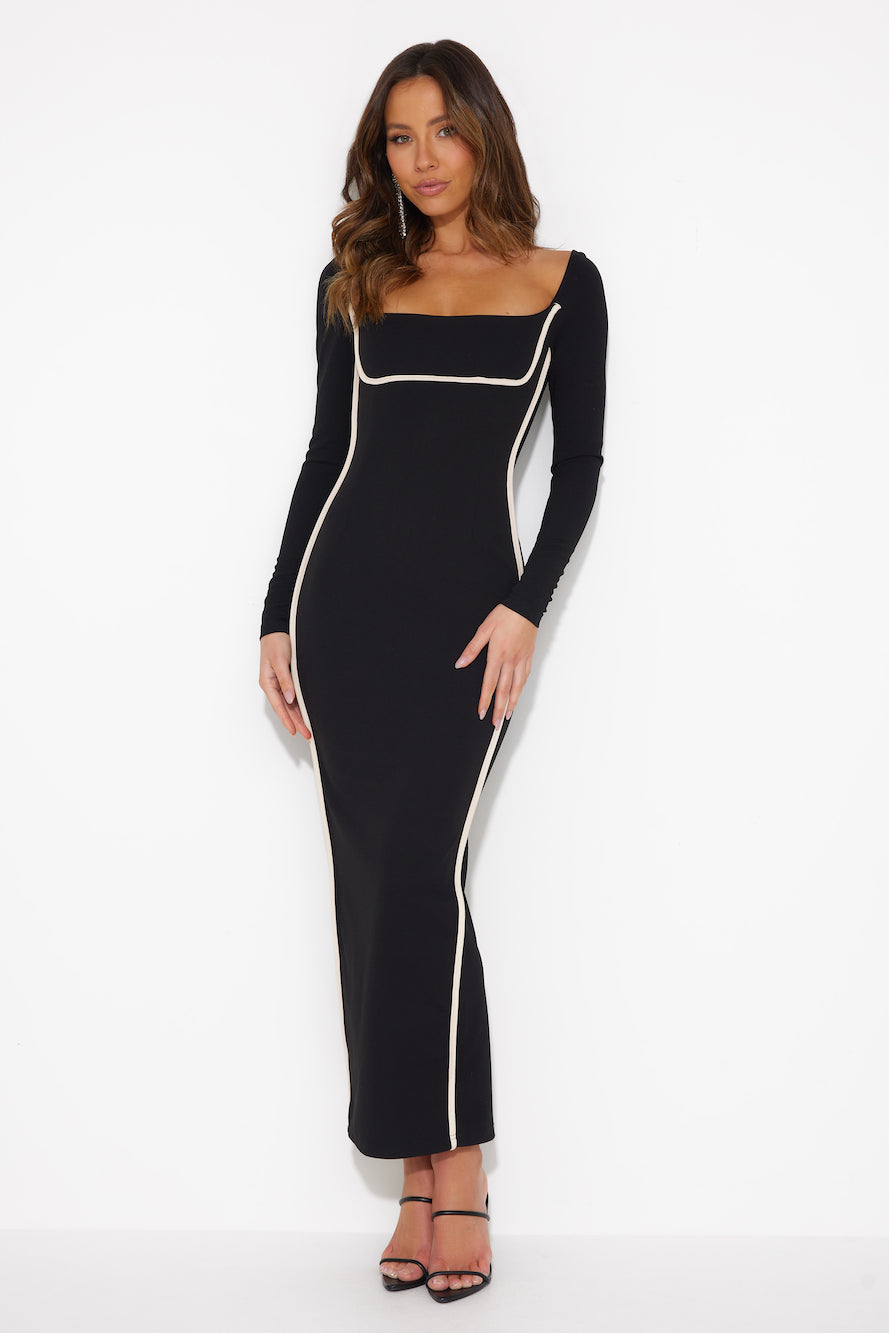 A-List Glam Midi Dress Black