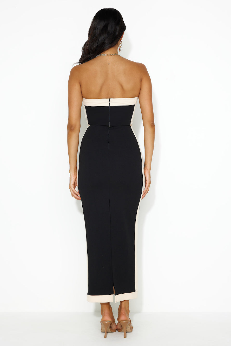 As Sleek As Ever Strapless Maxi Dress Black