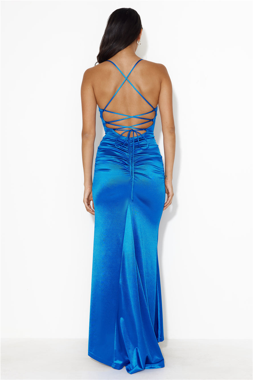 Events Of Class Satin Maxi Dress Blue