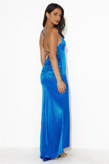 Events Of Class Satin Maxi Dress Blue